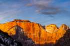 Towers of Virgin and the West Temple at sunrise in Zion National Park, Utah, USA Art Print
